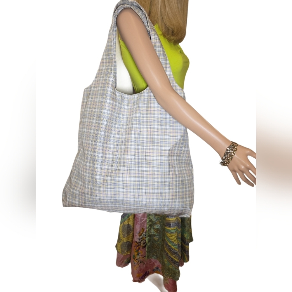 COS Multicolor Checked Shopper Tote Bag Plaid Minimalist Slouchy EUC - Picture 8 of 14